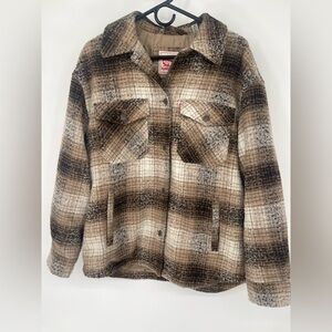 Levi's Brown Plaid Teddy Jacket
